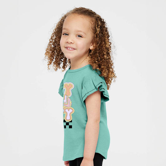 Hippity Hoppity Eggs | Toddler Graphic Flutter Sleeve Tee