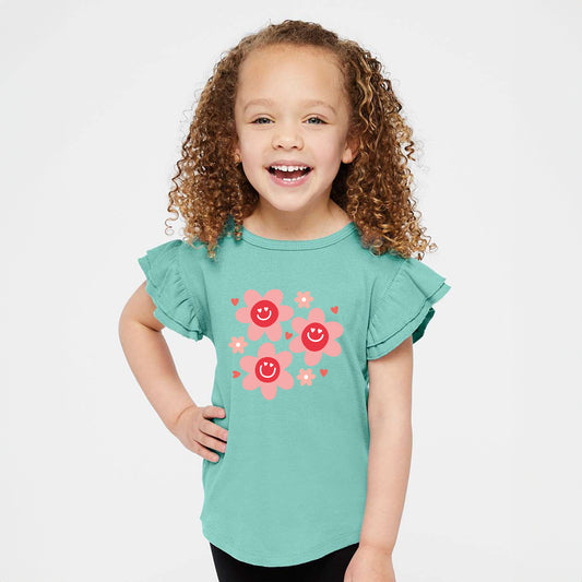 Hippy Flower Valentine | Toddler Graphic Flutter Sleeve Tee