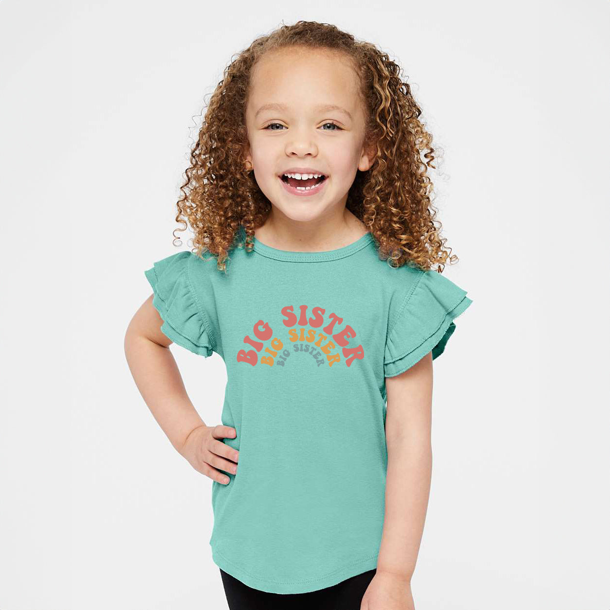 Big Sister Stacked Curved | Toddler Graphic Flutter Sleeve Tee