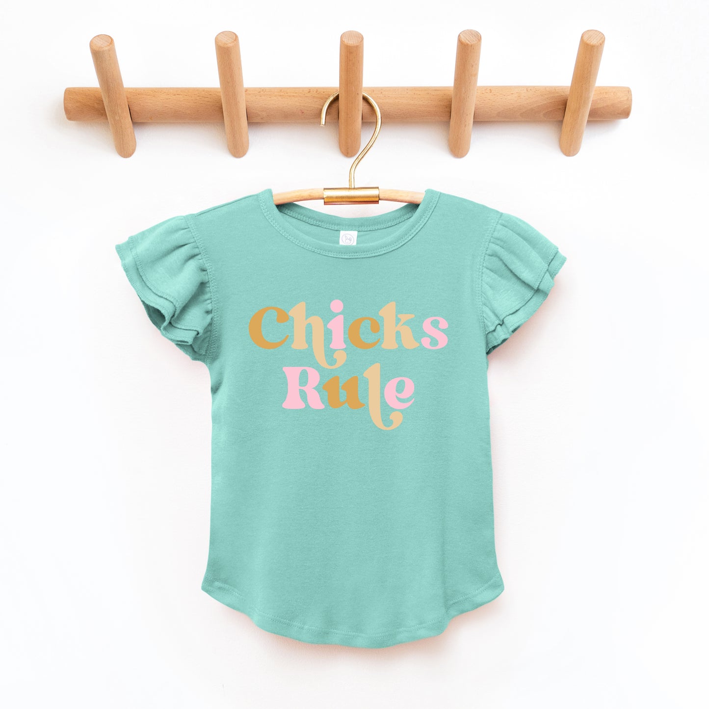 Chicks Rule Colorful | Toddler Graphic Flutter Sleeve Tee