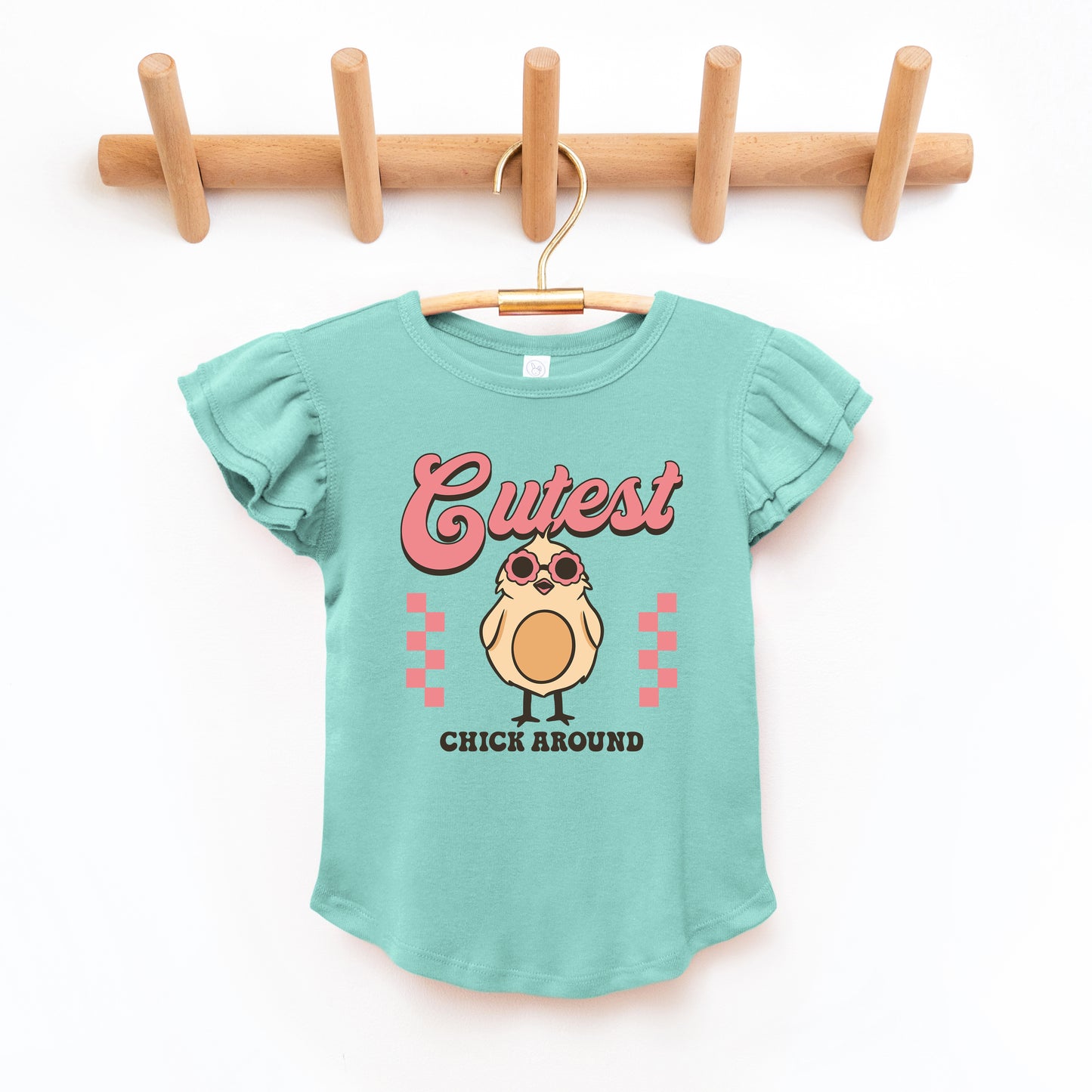 Cutest Chick Around | Toddler Graphic Flutter Sleeve Tee