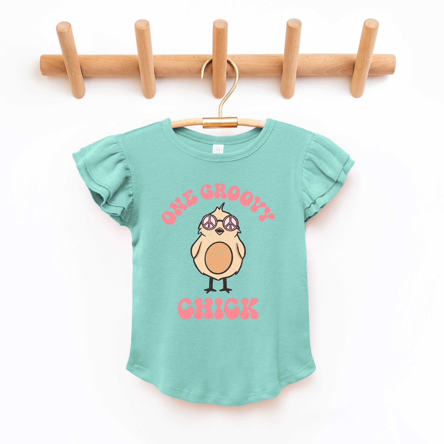 One Groovy Chick | Toddler Graphic Flutter Sleeve Tee