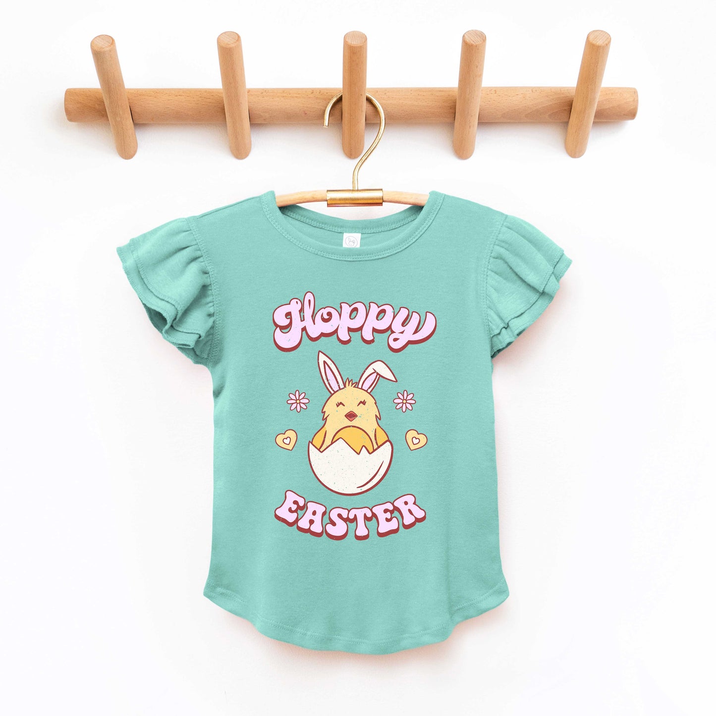 Hoppy Easter Chick Colorful | Toddler Graphic Flutter Sleeve Tee