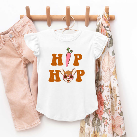Hip Hop Bunny With Glasses | Toddler Graphic Flutter Sleeve Tee