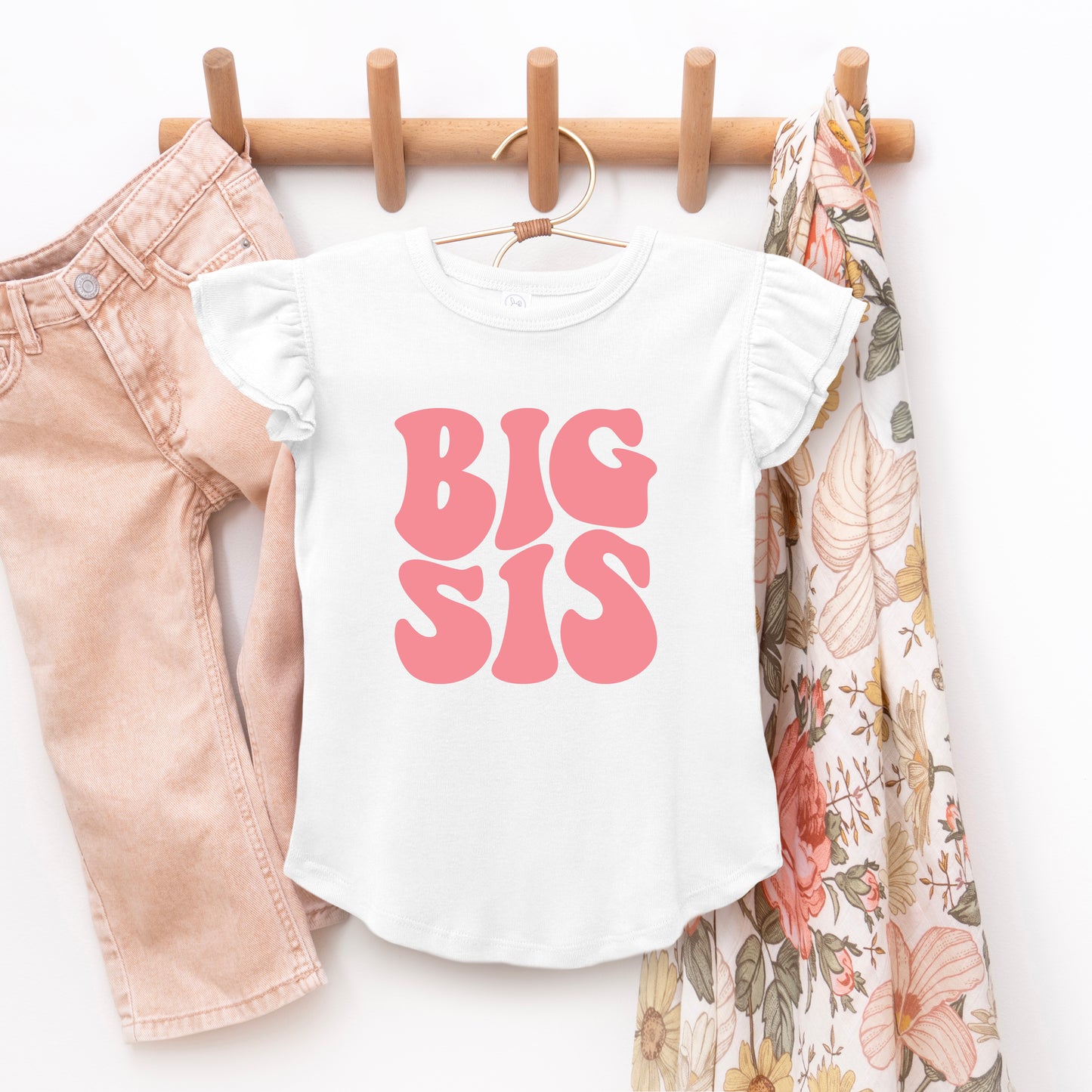 Big Sis Wavy | Toddler Graphic Flutter Sleeve Tee