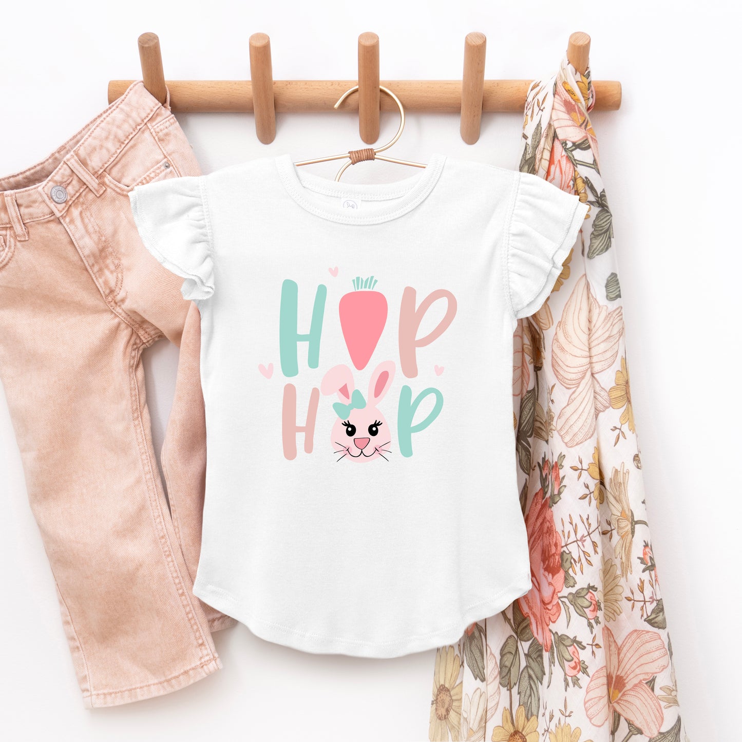 Hip Hop Bunny | Toddler Graphic Flutter Sleeve Tee