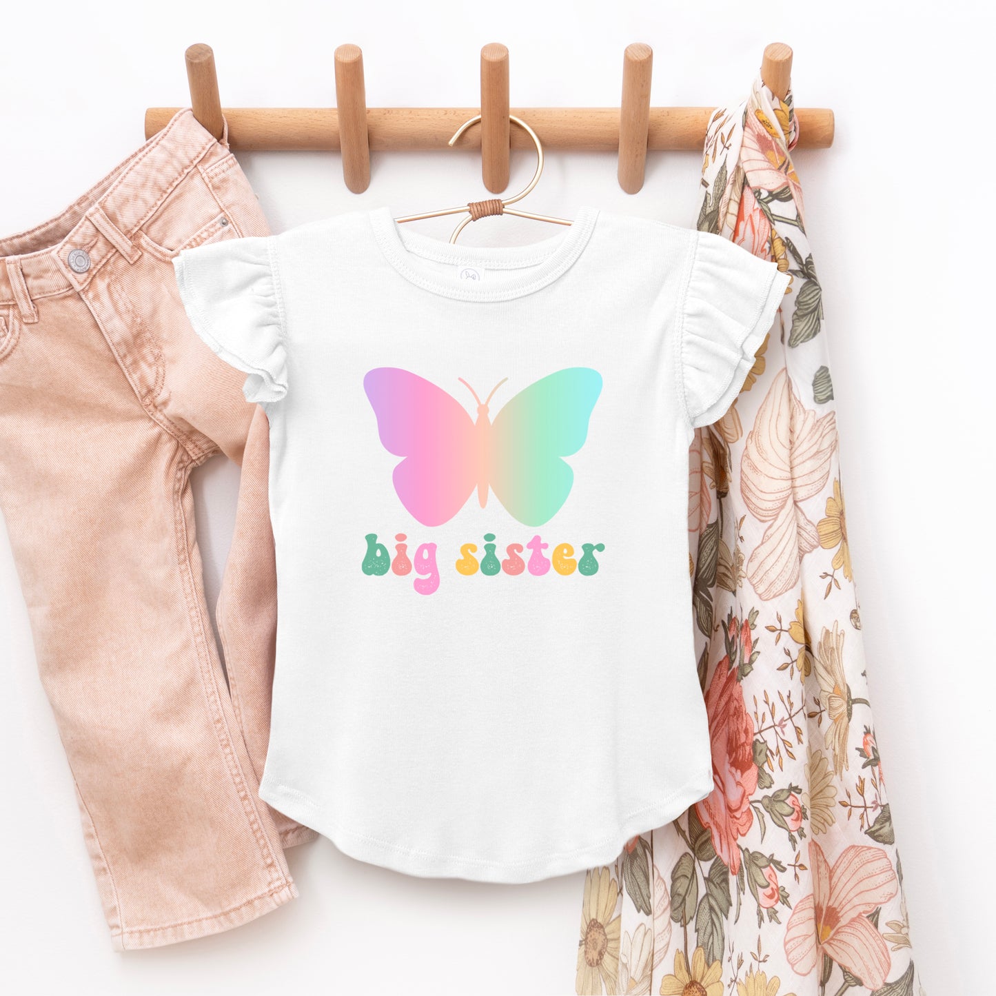 Big Sister Butterfly | Toddler Graphic Flutter Sleeve Tee