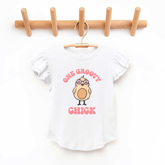 One Groovy Chick | Toddler Graphic Flutter Sleeve Tee