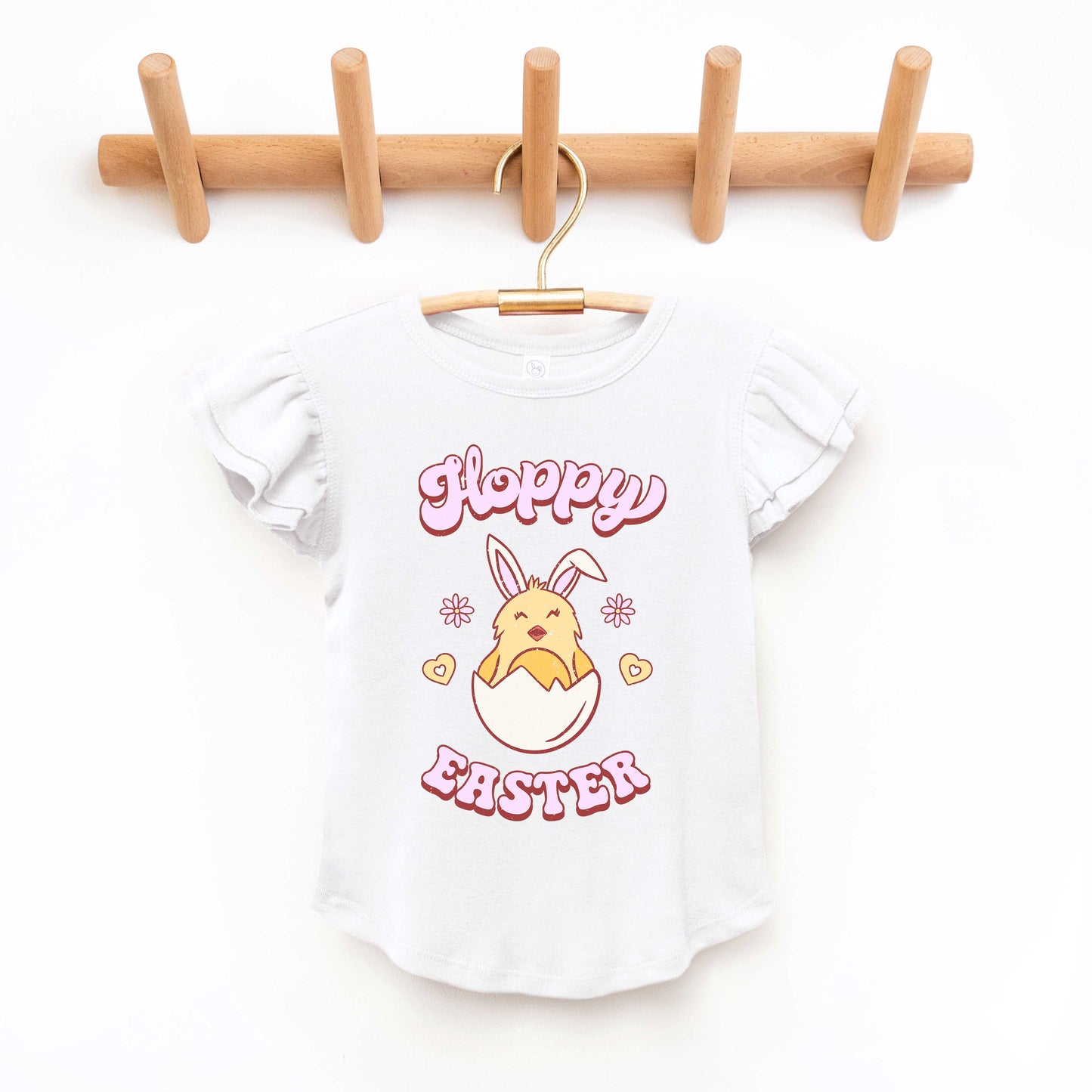 Hoppy Easter Chick Colorful | Toddler Graphic Flutter Sleeve Tee