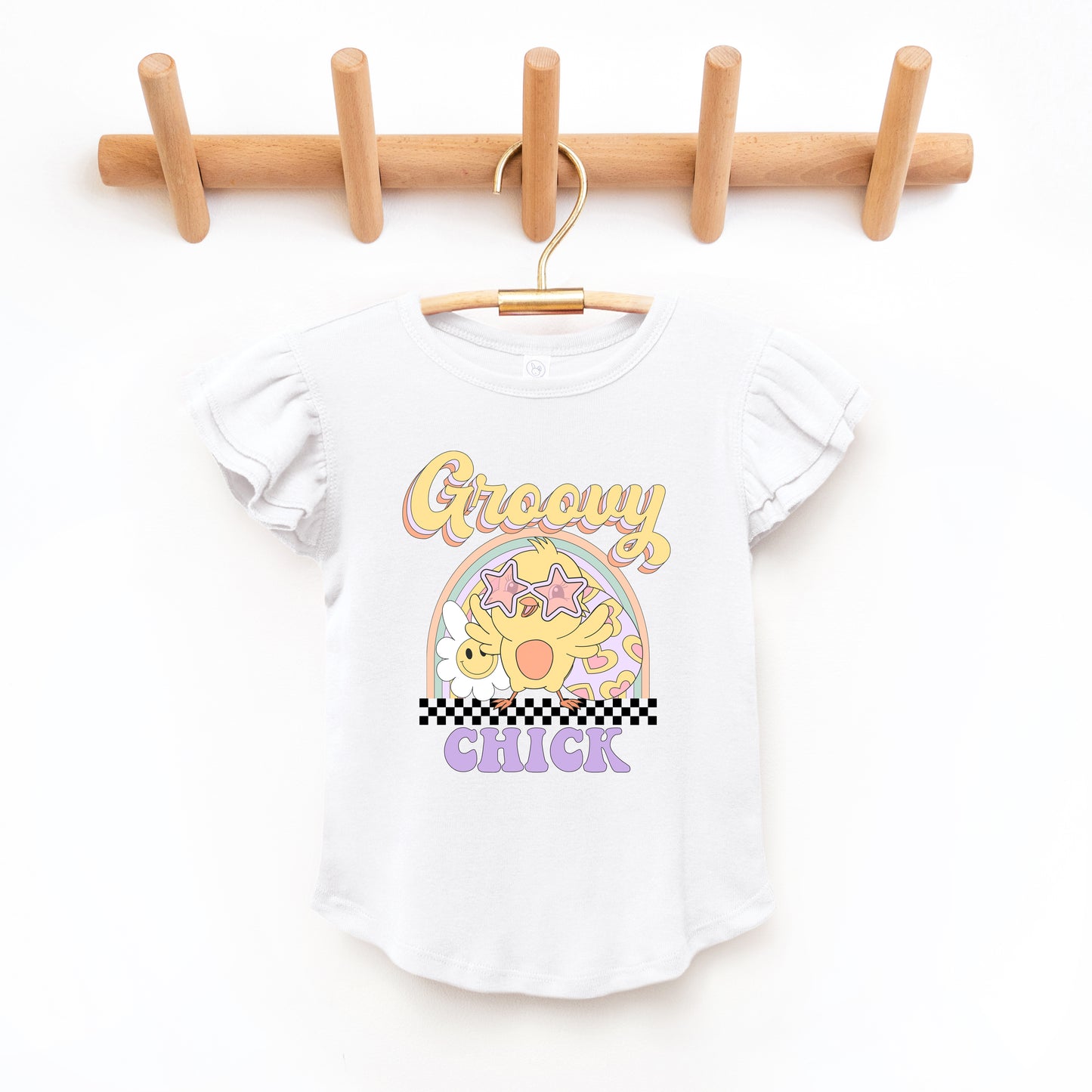 Groovy Easter Chick | Toddler Graphic Flutter Sleeve Tee