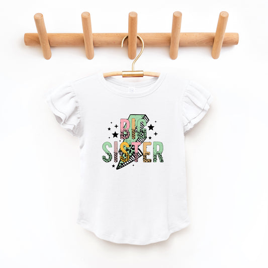 Big Sister Lightning Bolt | Toddler Graphic Flutter Sleeve Tee