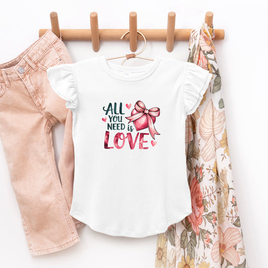 All You Need Is Love Coquette | Toddler Graphic Flutter Sleeve Tee