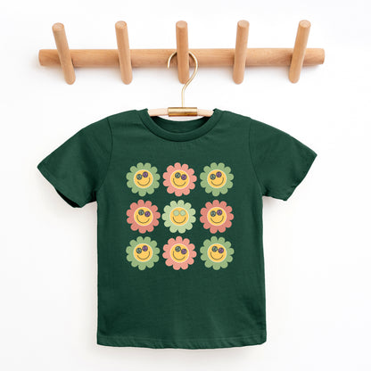 Smiley Flowers With Sunglasses | Toddler Graphic Short Sleeve Tee