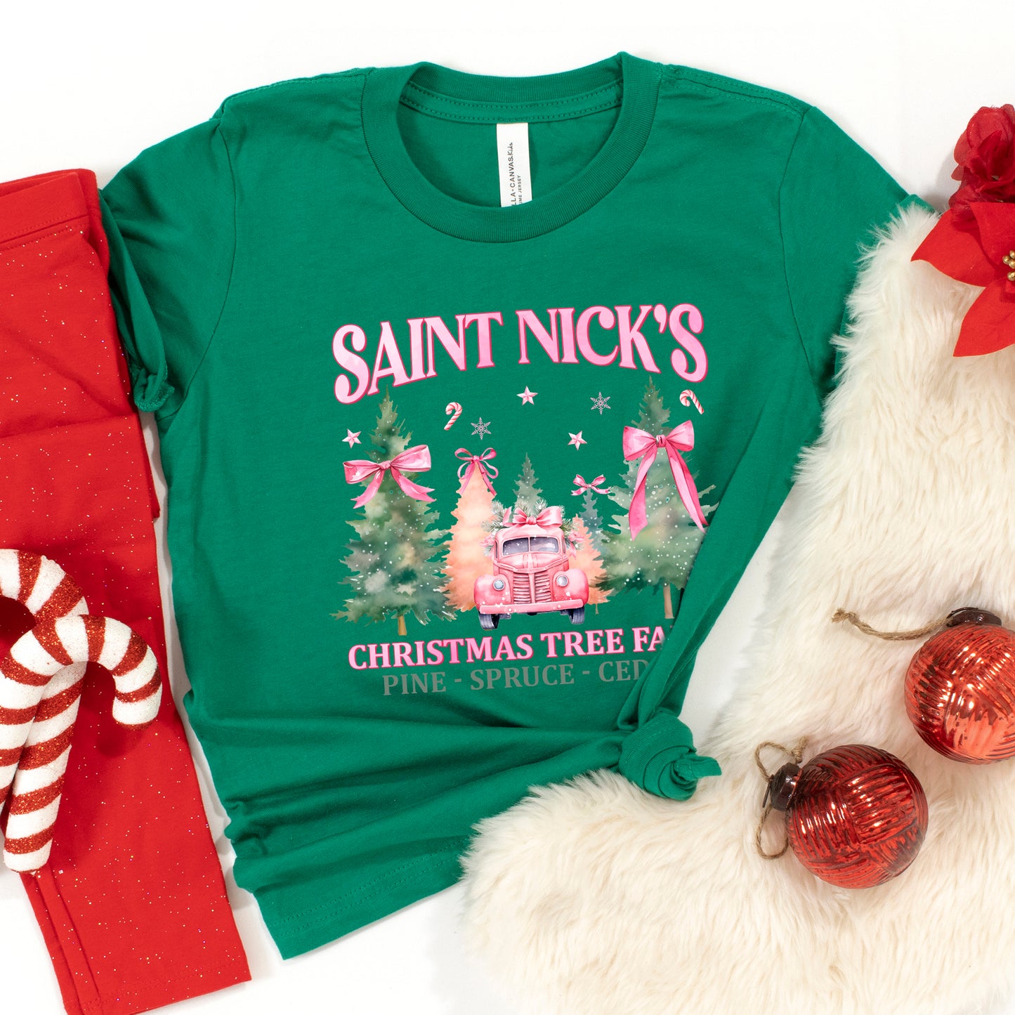 Coquette St. Nick's Tree Farm | Youth Graphic Short Sleeve Tee