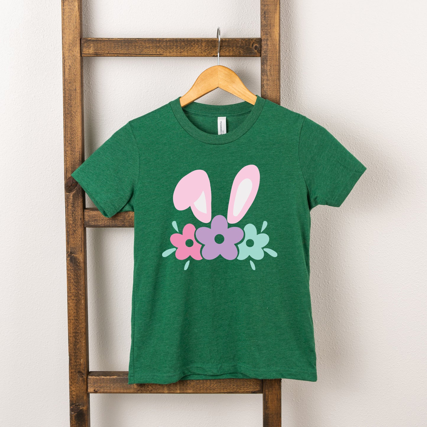 Bunny Ears With Flowers | Youth Graphic Short Sleeve Tee