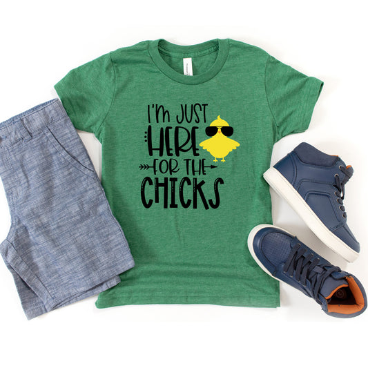 I'm Just Here For The Chicks | Youth Graphic Short Sleeve Tee