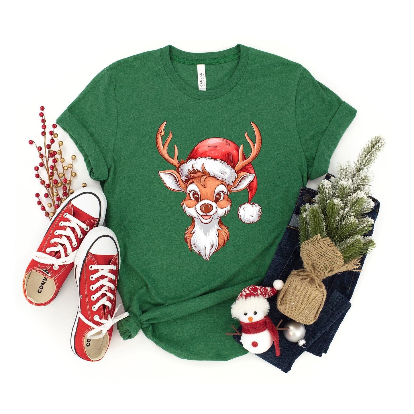 Cute Reindeer Head | Youth Graphic Short Sleeve Tee