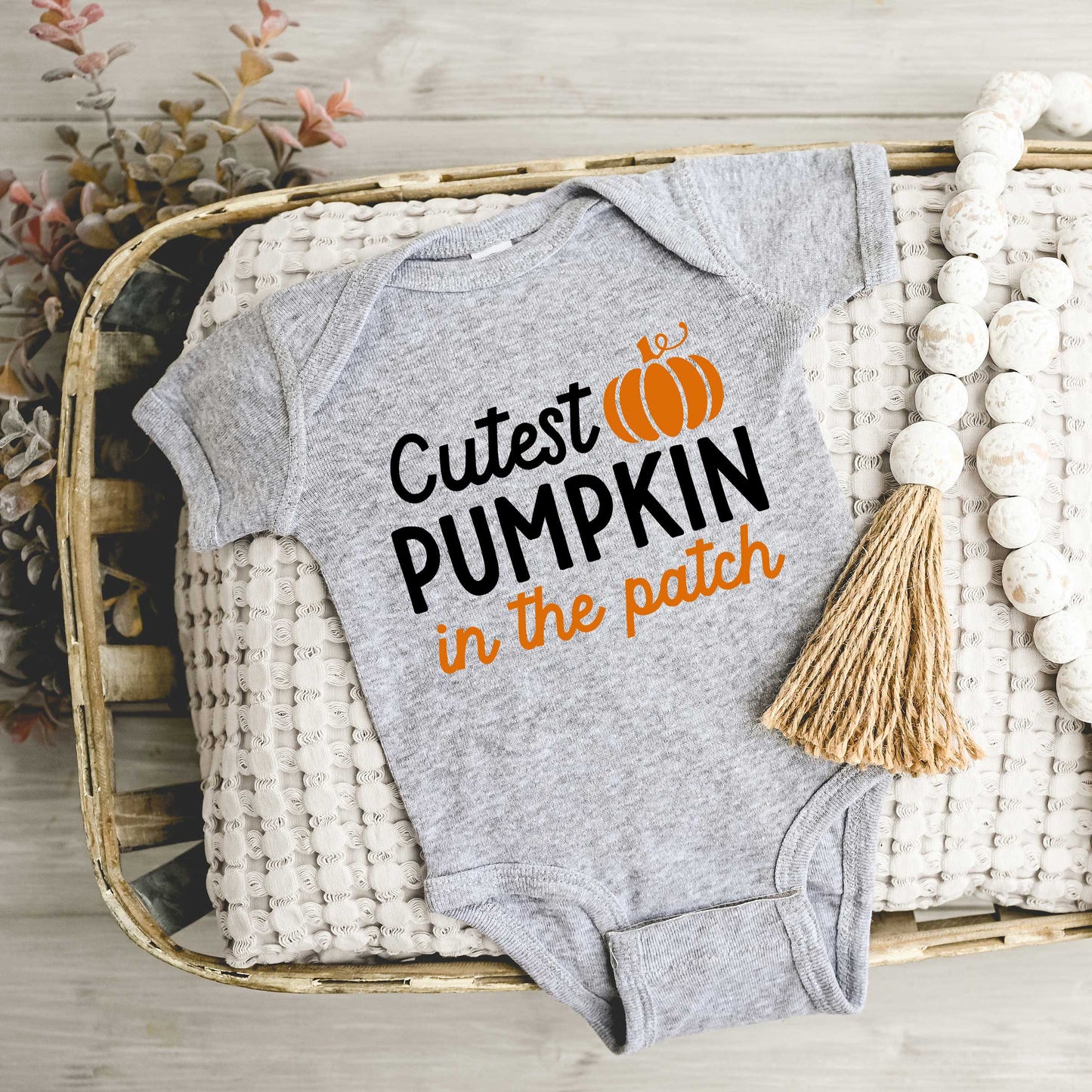 Cutest Pumpkin In The Patch Colorful | Baby Graphic Short Sleeve Onesie