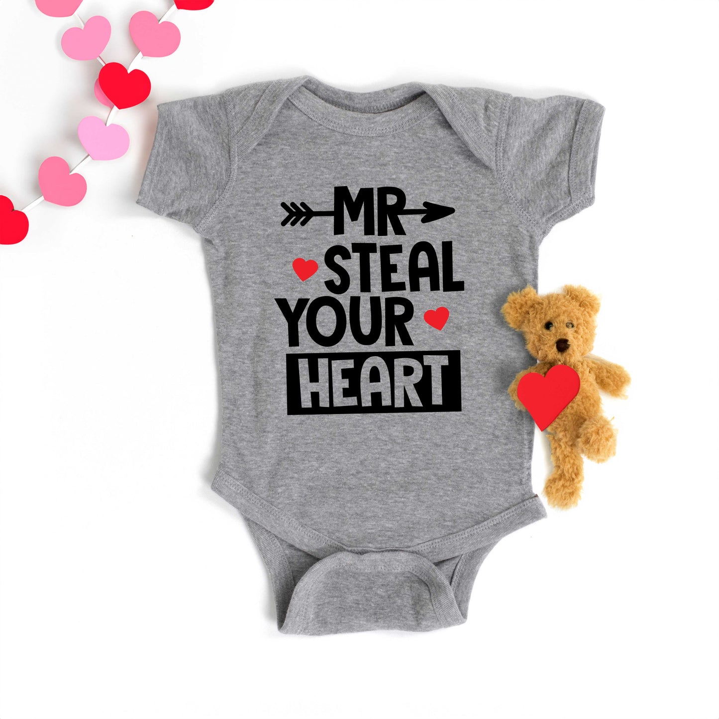 Mr. Steal Your Heart | Baby Graphic Short Onesie