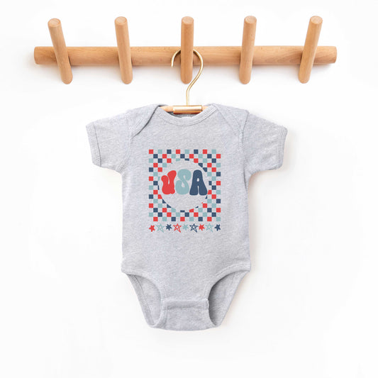 USA Checkerboard | Baby Graphic Short Sleeve Onesie