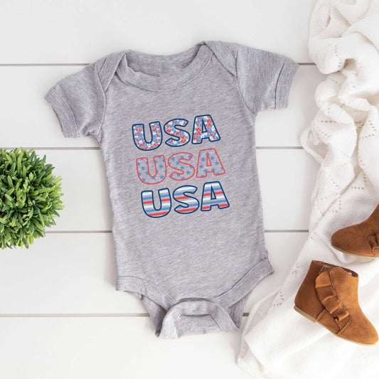 USA Stacked Colorful | Baby Graphic Short Sleeve Onesie