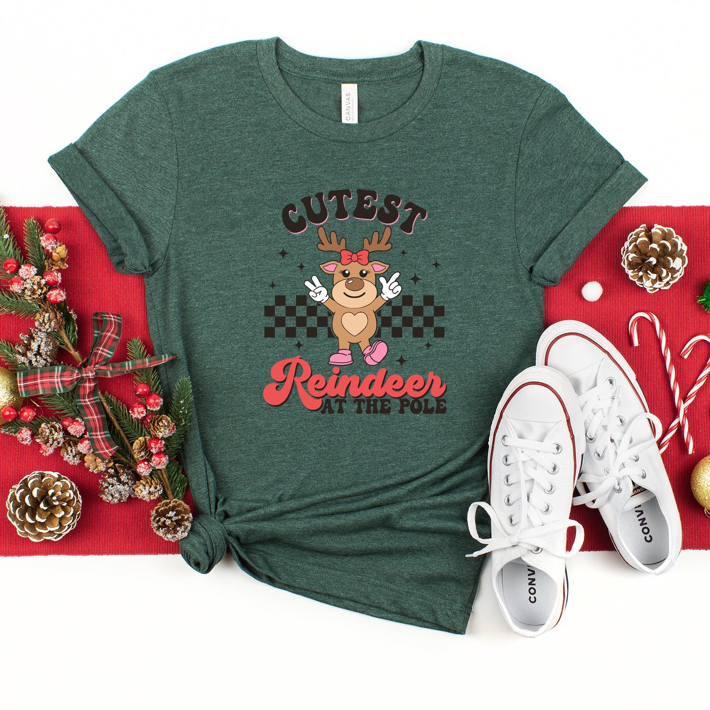 Cutest Reindeer At The Pole | Youth Graphic Short Sleeve Tee