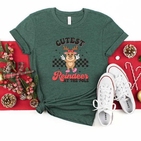 Cutest Reindeer At The Pole | Youth Graphic Short Sleeve Tee