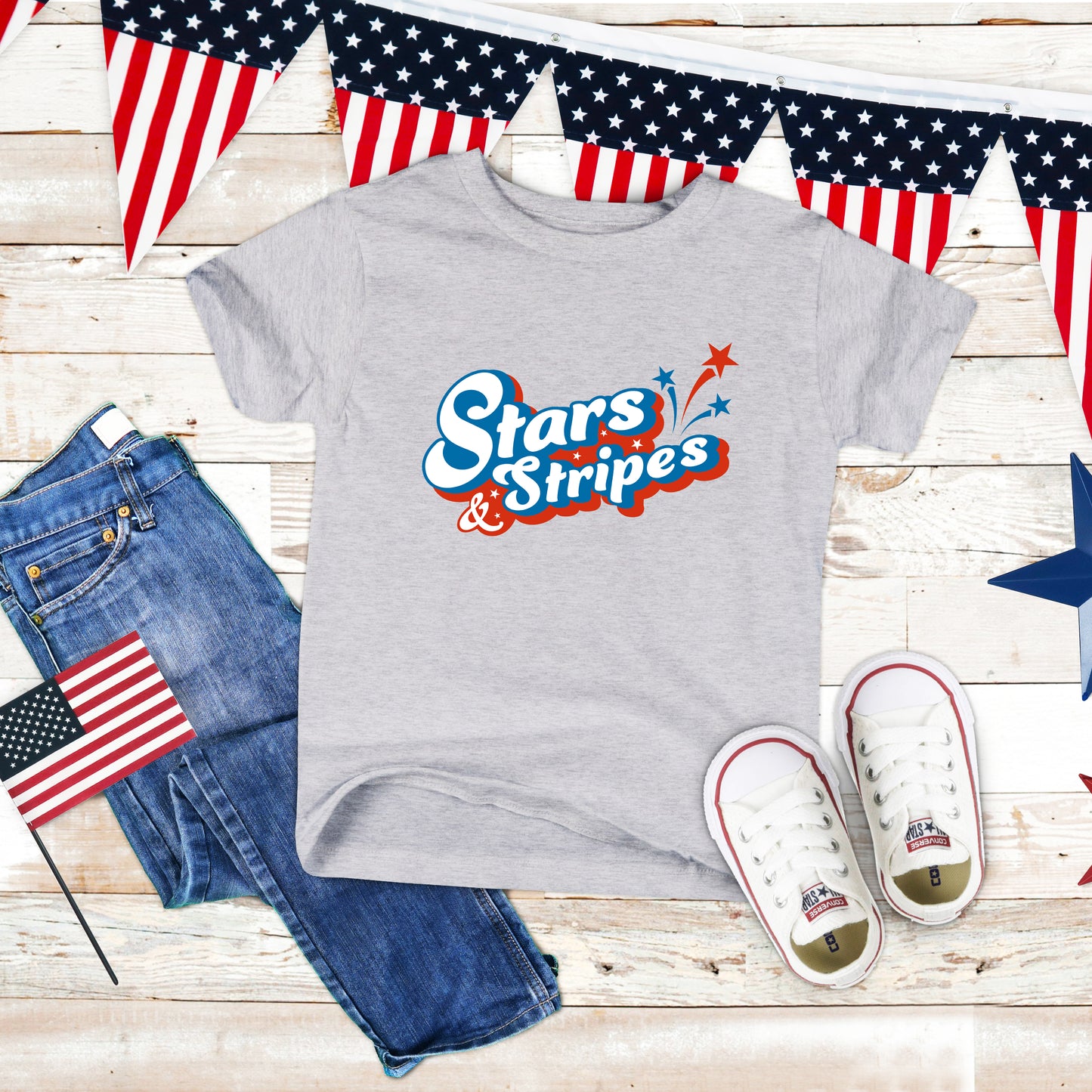 Stars And Stripes Firework | Youth Graphic Short Sleeve Tee