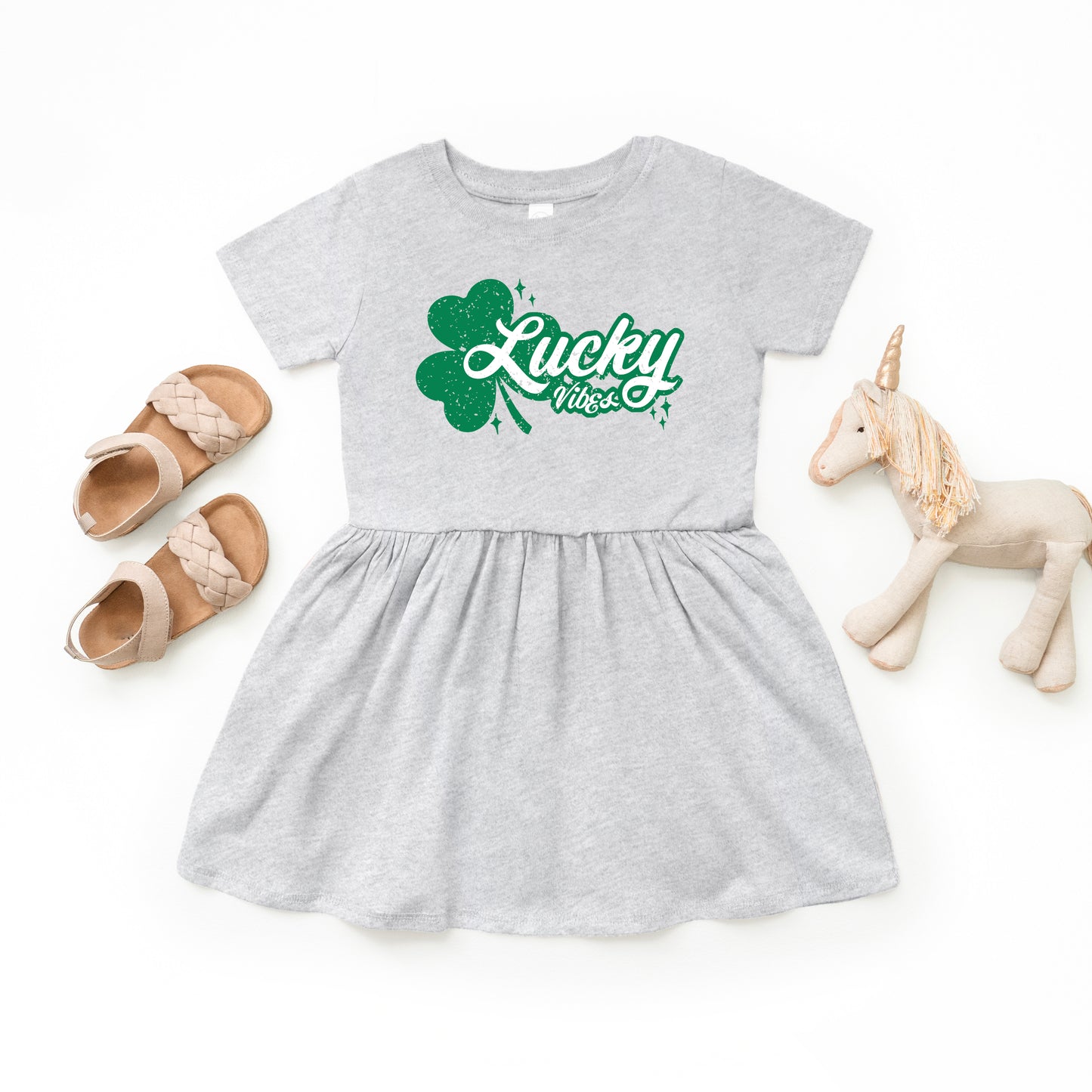 Lucky Vibes Clover | Toddler Graphic Dress