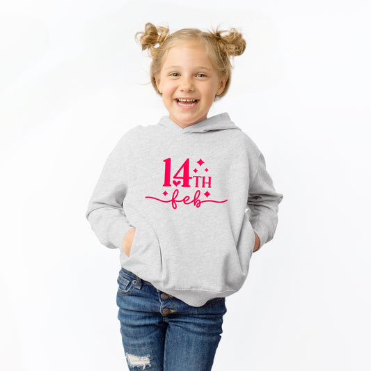 14th Feb Stars Puff Print | Toddler Graphic Hoodie