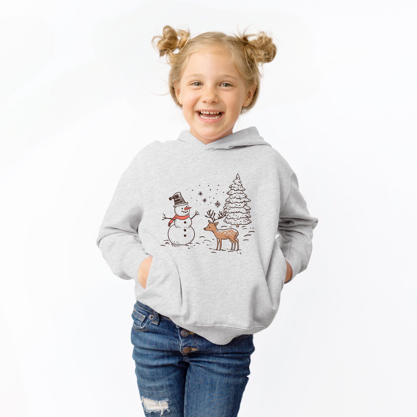 Deer Snowman Scene | Toddler Graphic Hoodie