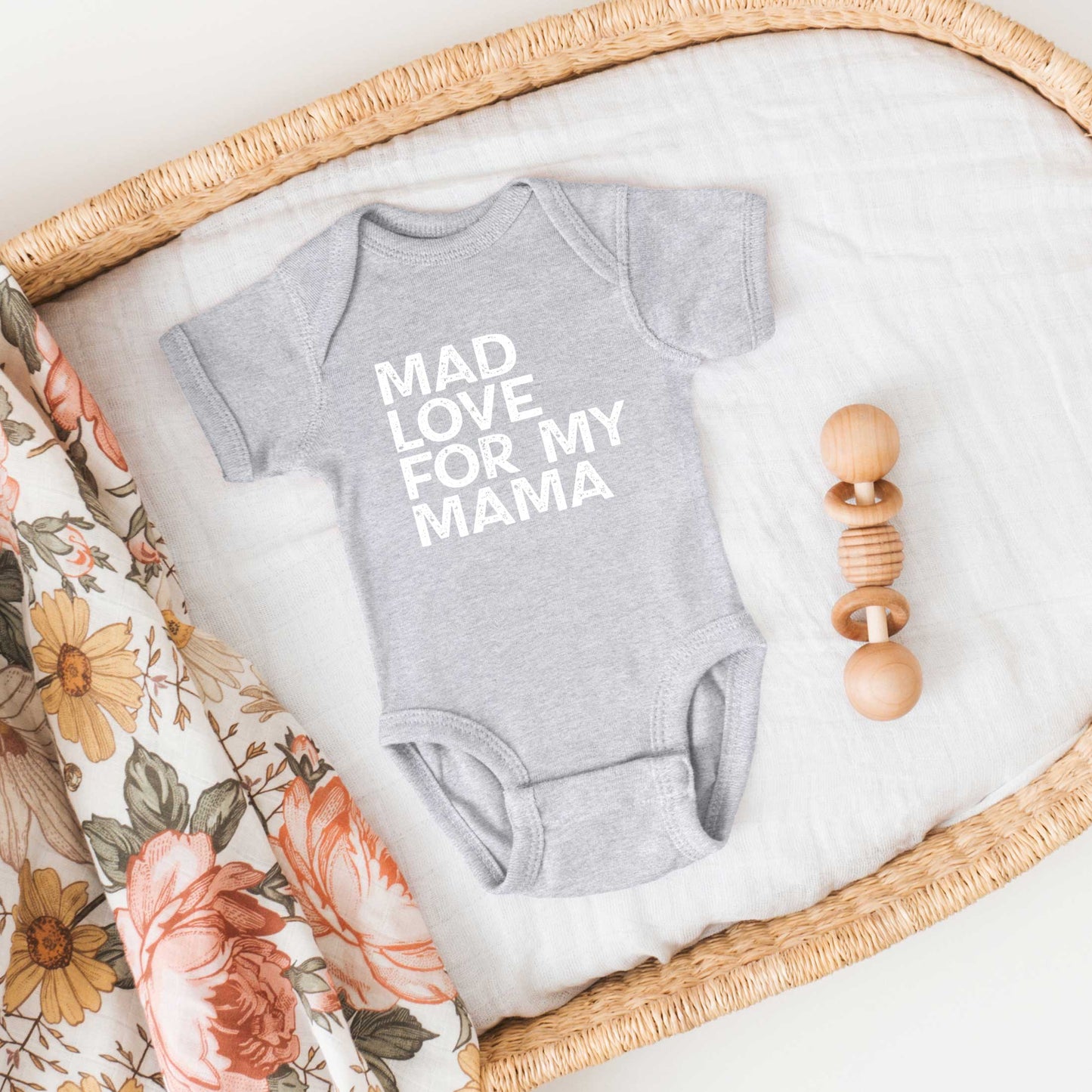 Mad Love For My Mama Distressed | Baby Graphic Short Sleeve Onesie