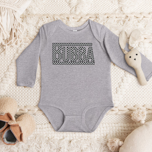 Bubba Checkered | Baby Graphic Long Sleeve Onesie