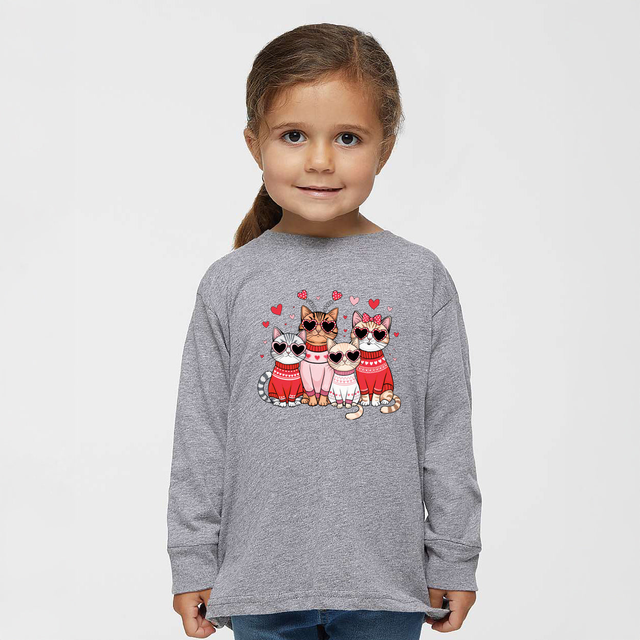 Valentine Kittens | Toddler Graphic Long Sleeve Tee