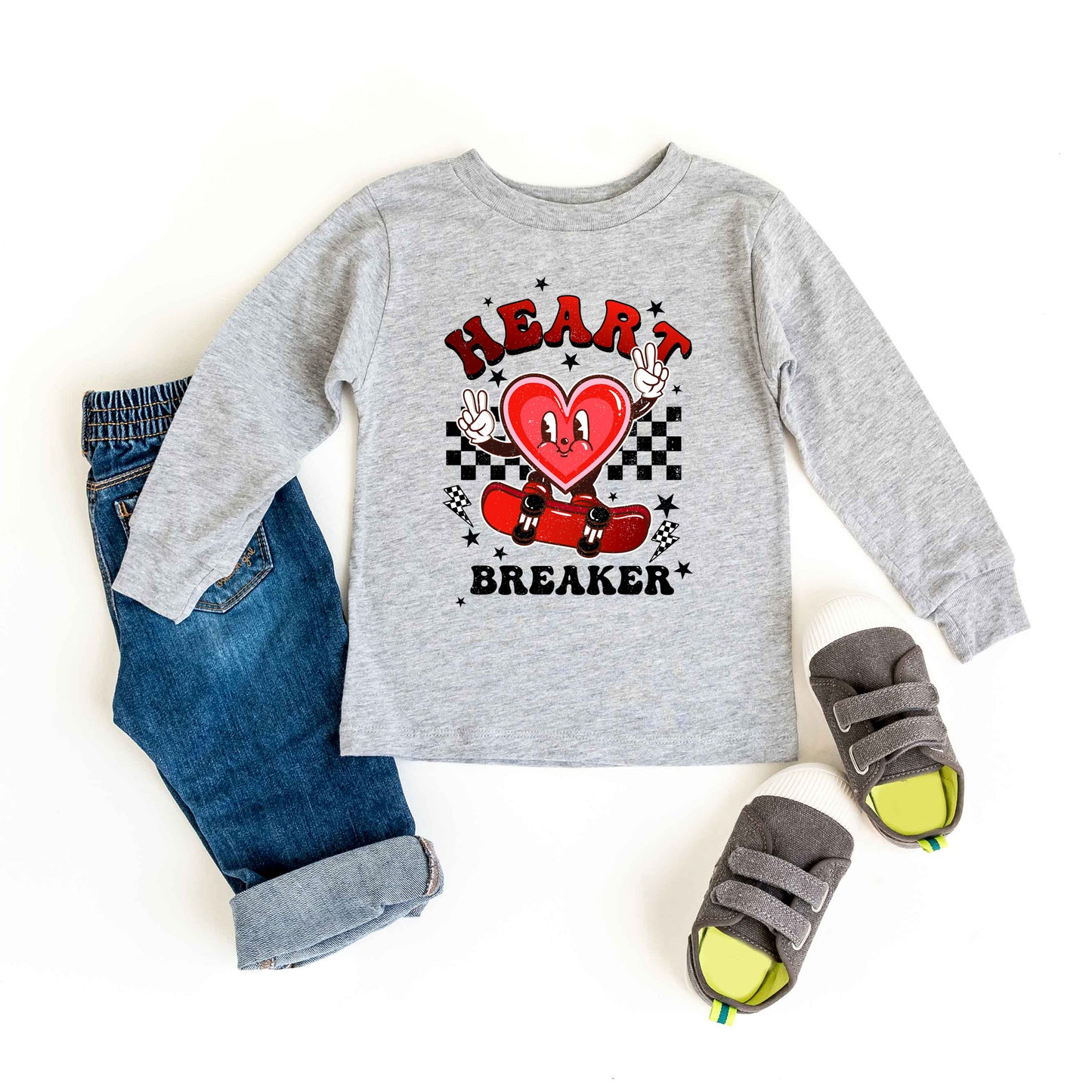 Heart Breaker Skater | Youth Graphic Long Sleeve Tee