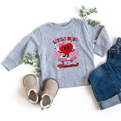 Little Miss Valentine Skateboard | Youth Graphic Long Sleeve Tee