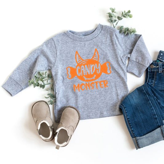 Candy Monster Horns Glitter | Toddler Graphic Long Sleeve Tee