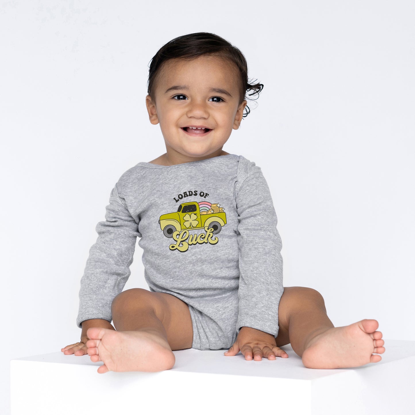 Loads Of Luck Retro Truck | Baby Graphic Long Sleeve Onesie