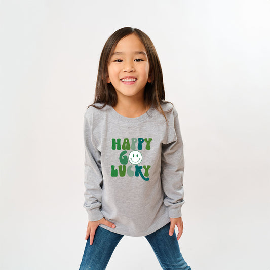 Happy Go Lucky Smiley Face | Youth Graphic Long Sleeve Tee