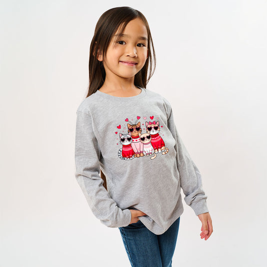 Valentine Kittens | Youth Graphic Long Sleeve Tee