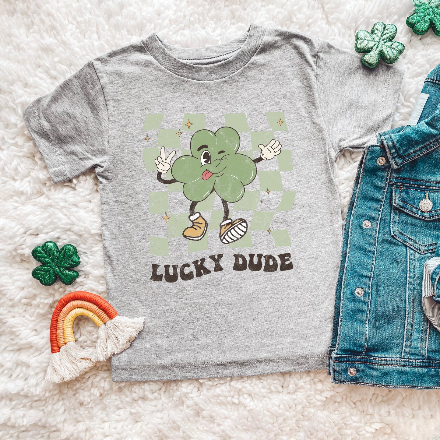 Lucky Dude Checkered | Toddler Graphic Short Sleeve Tee