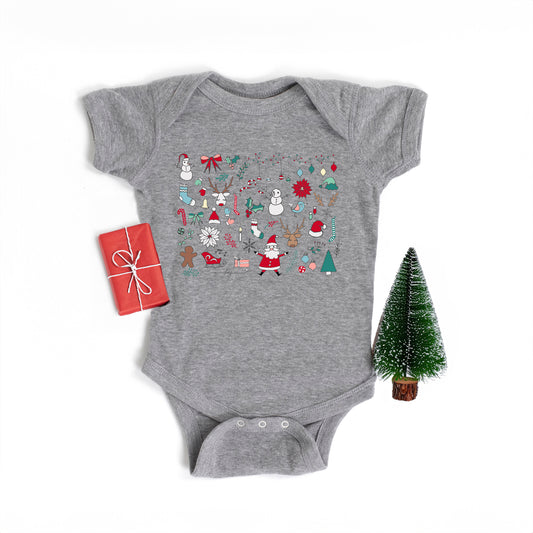 Christmas Doodles | Baby Graphic Short Sleeve Onesie