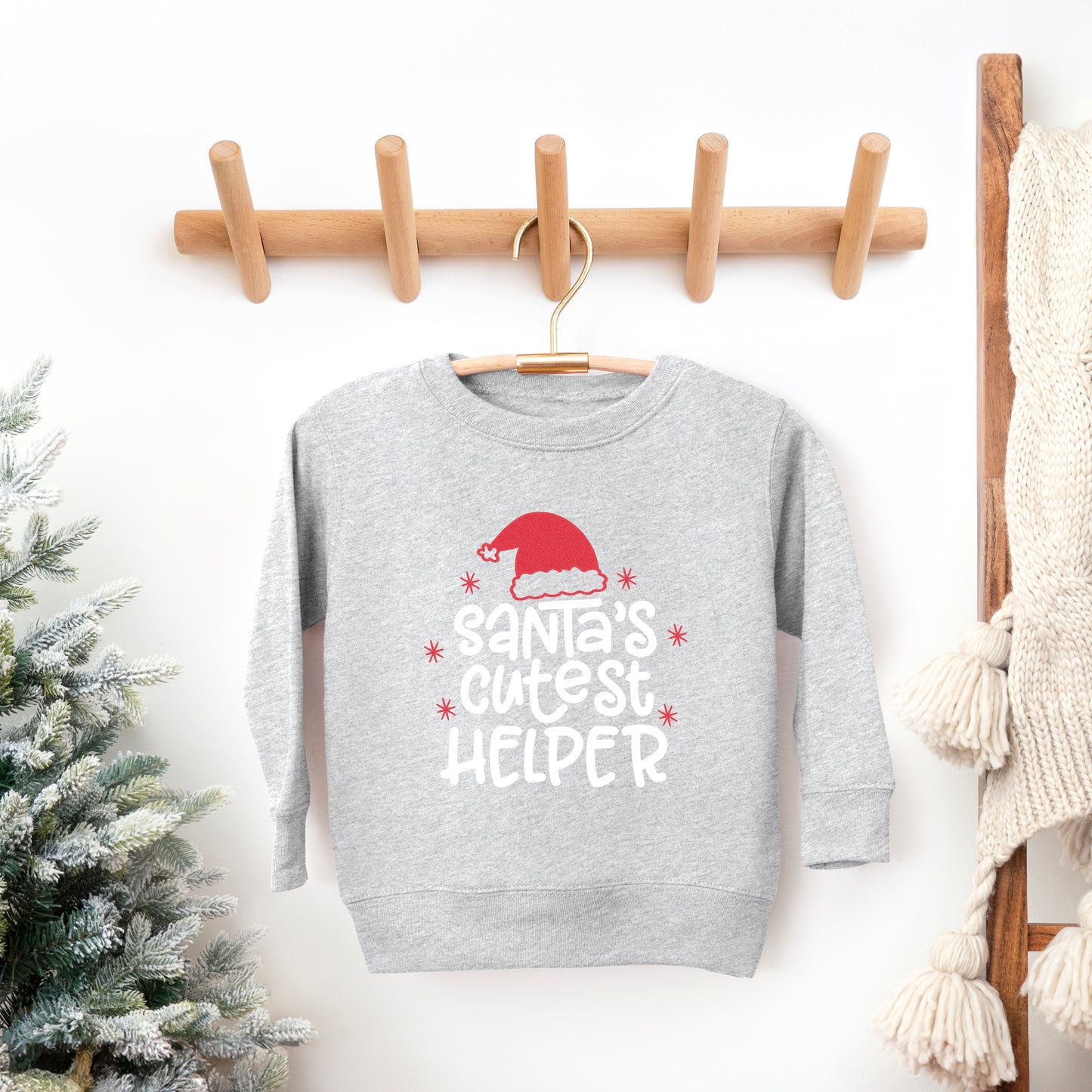 Santa's Cutest Helper Glitter | Toddler Graphic Sweatshirt