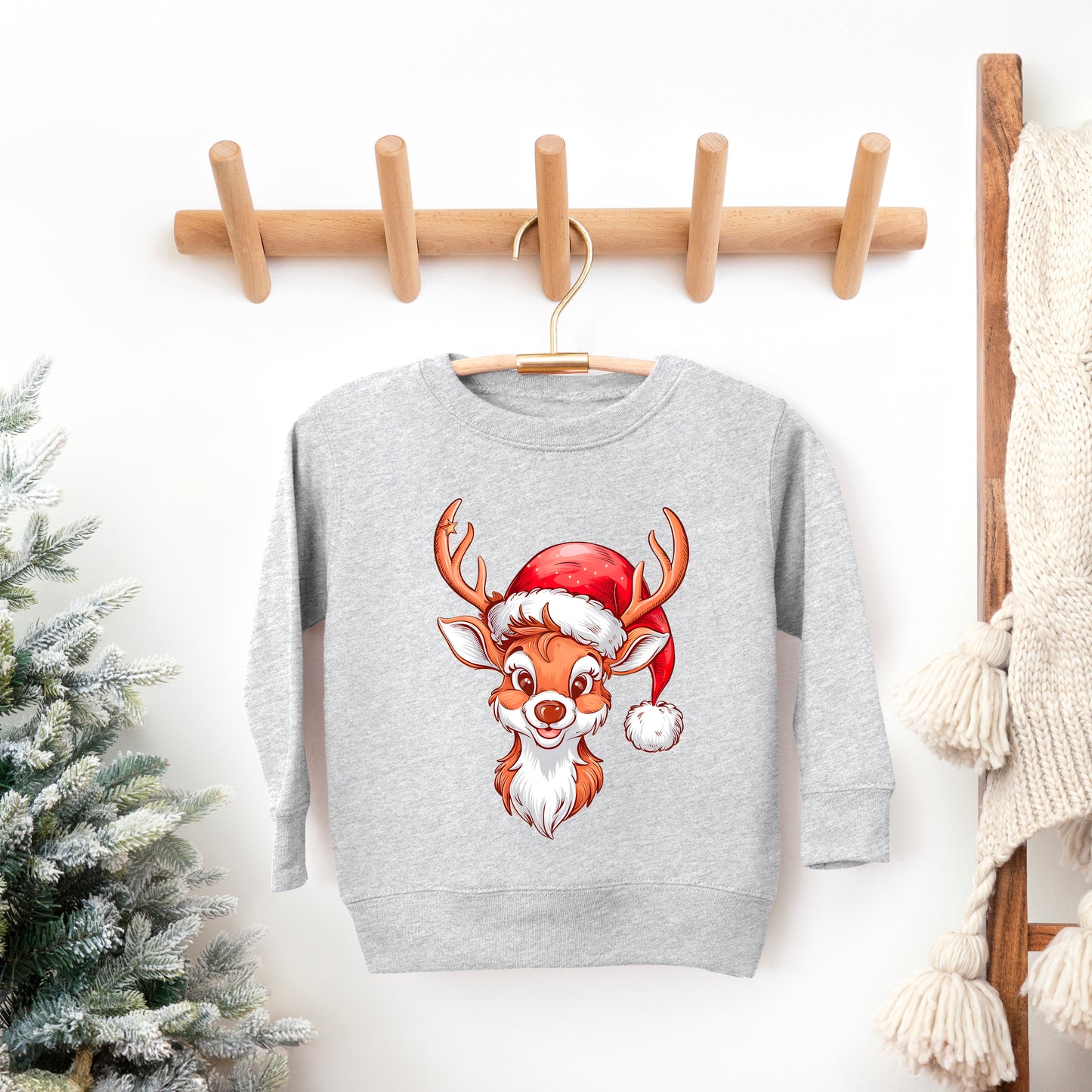 Cute Reindeer Head | Youth Ultra-Soft Graphic Sweatshirt