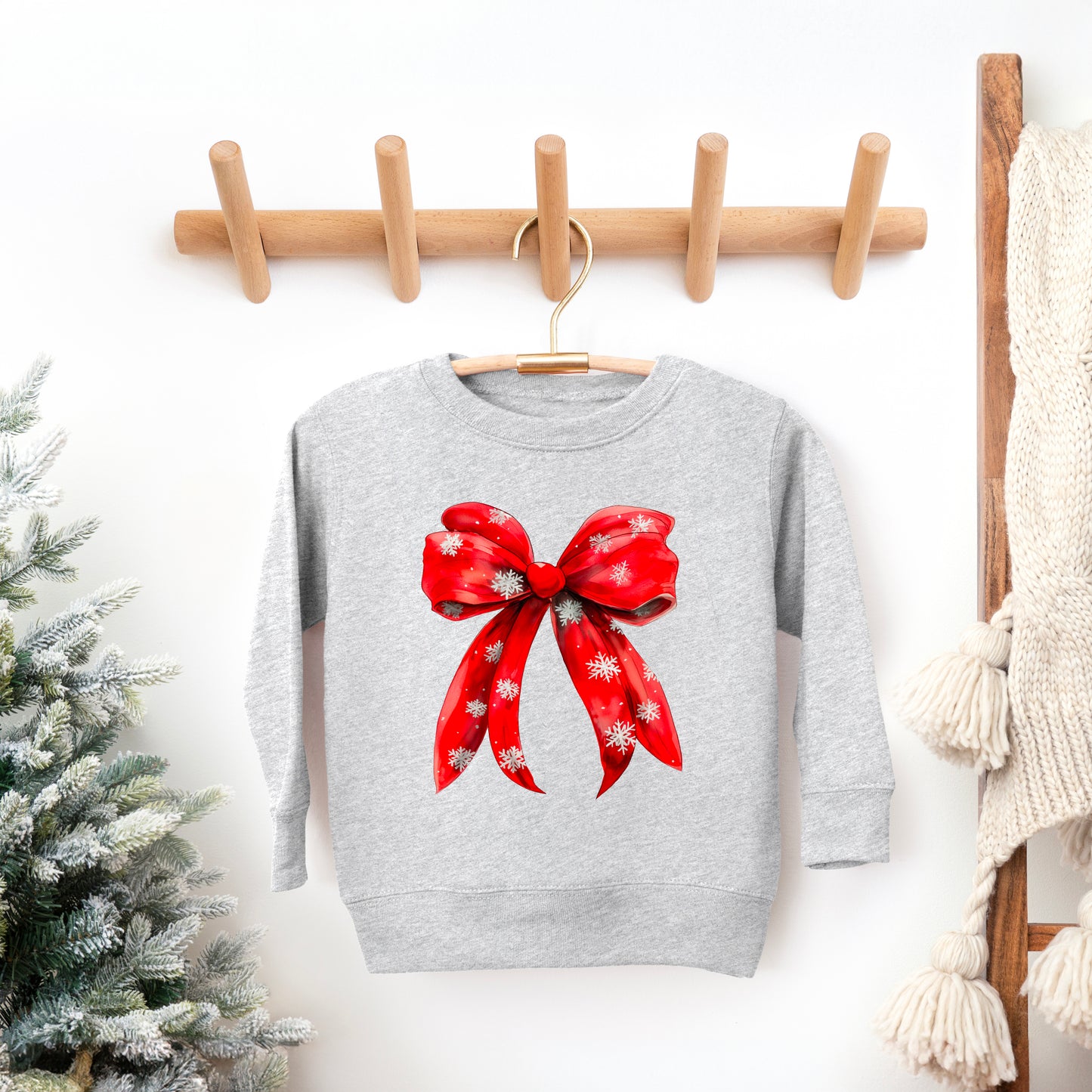 Coquette Christmas Snowflake Bow | Youth Ultra-Soft Graphic Sweatshirt