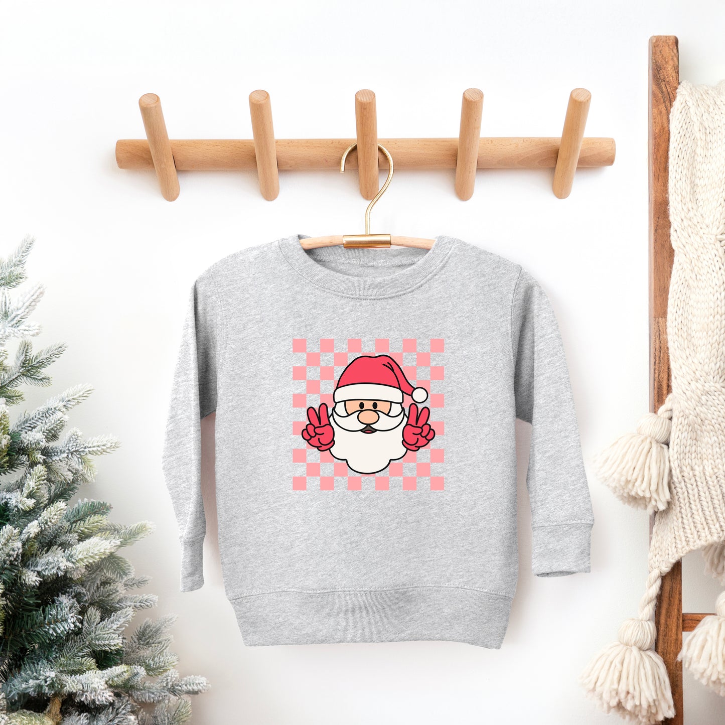 Checkered Santa | Youth Ultra-Soft Graphic Sweatshirt