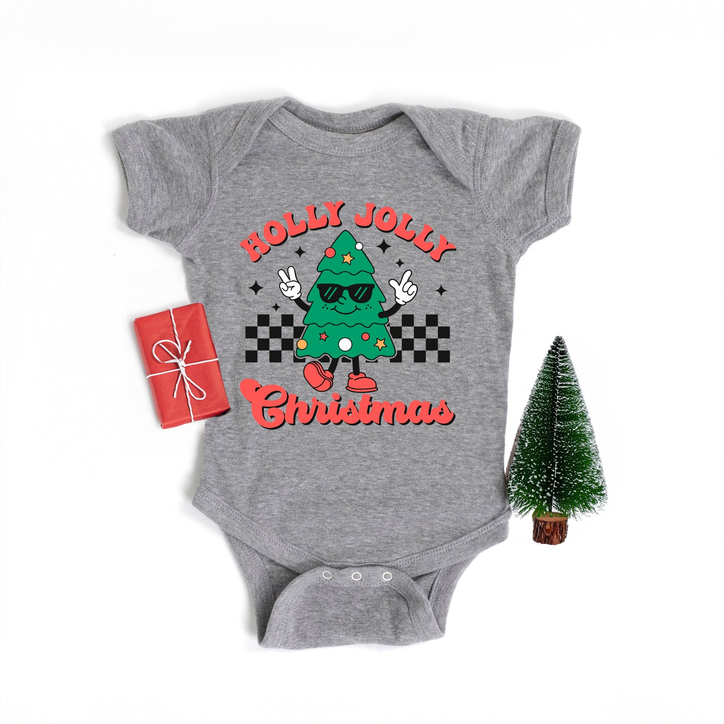 Holly Jolly Christmas Tree | Baby Graphic Short Sleeve Onesie