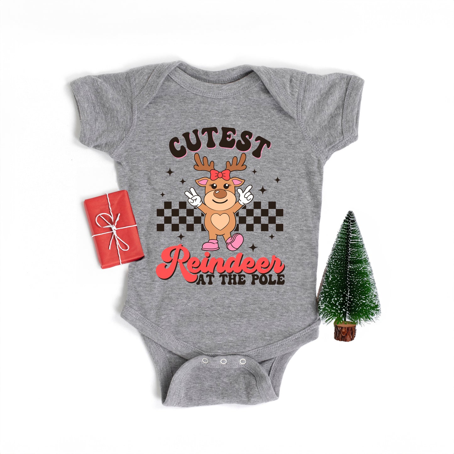 Cutest Reindeer At The Pole | Baby Graphic Short Sleeve Onesie