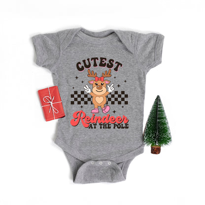 Cutest Reindeer At The Pole | Baby Graphic Short Sleeve Onesie