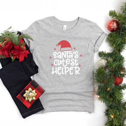 Santa's Cutest Helper Glitter | Toddler Graphic Short Sleeve Tee